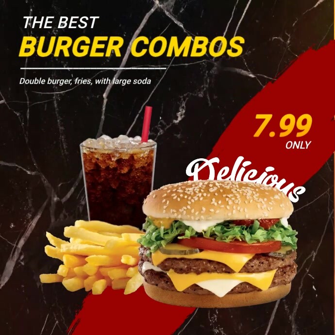 Combo Set Post Burger Combo Meal Deal - Cheeseburger Combos Template | PosterMyWall