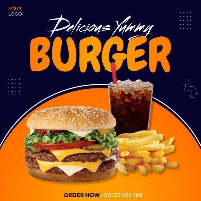 Burger Combo Poster Publicação no Instagram template