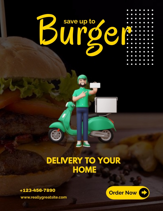 Burger Delivery  Flyers Template Folheto (US Letter)