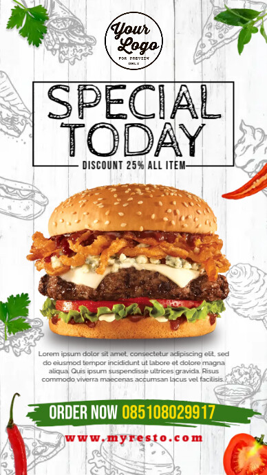 Burger Discount Card Instagram Story template