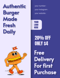 Burger Discount Free Delivery Flyer (US Letter) template