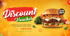 Orange Discount Voucher Facebook Group Cover Photo Template