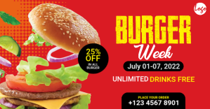 Red Burger Week Promotion Facebook Ad Template