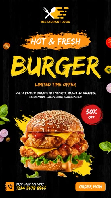 Burger Flyer, Burger Instagram Story template