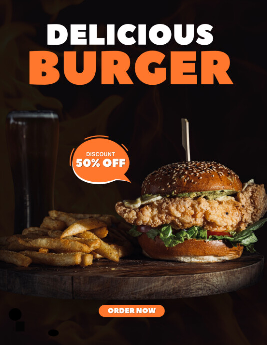 burger flyers design Folheto (US Letter) template