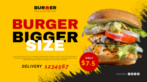 Burger Food Banner Template Digitalt display (16:9)