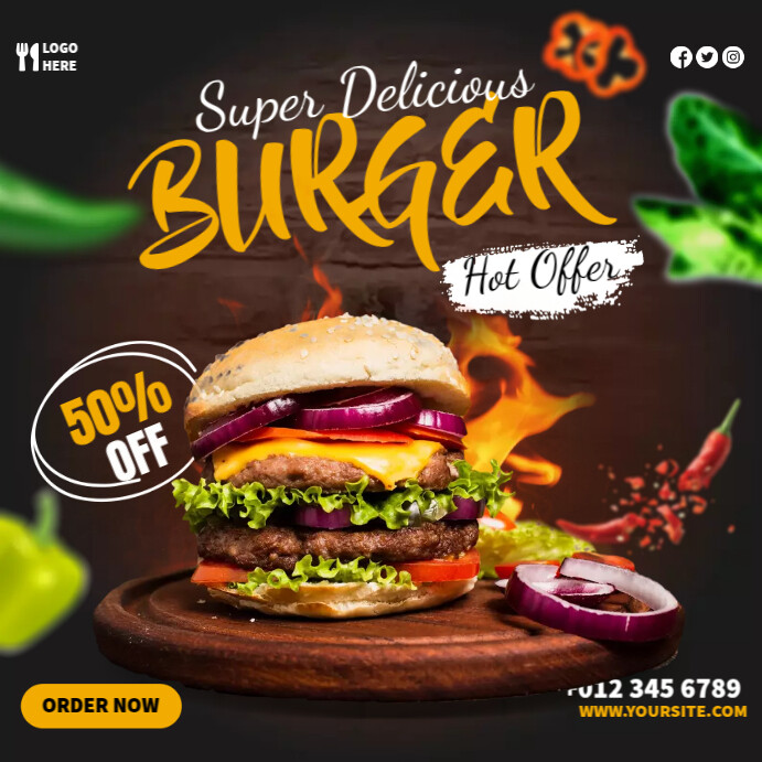 Burger Food Wpis na Instagrama template