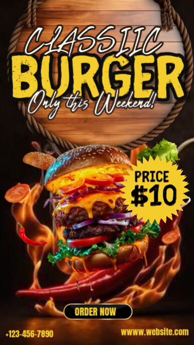 Burger Food Menu Advertisement Template | PosterMyWall
