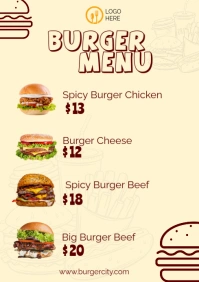Burger Food menu A4 template