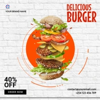 burger food menu social media sale flyers Square (1:1) template