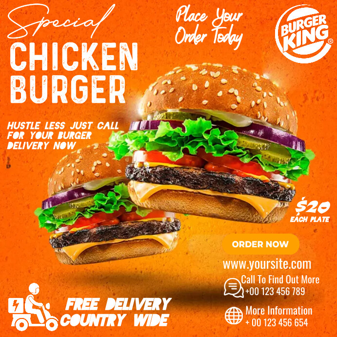 burger instagram flyer template