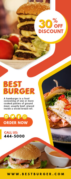 Burger Joint Restaurant Roll Up Banner Template Postermywall