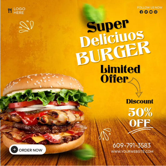 Burger Limited Offer Publicação no Instagram template