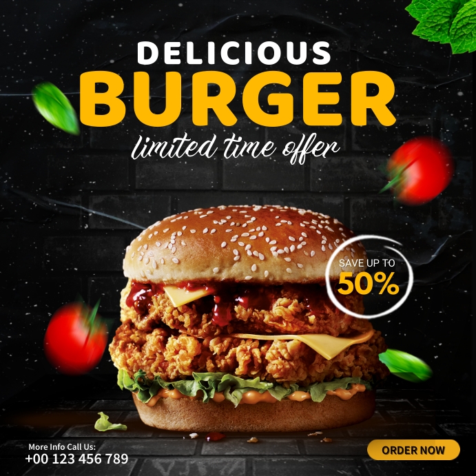 Burger Limited Offer Flyer Instagram Post template