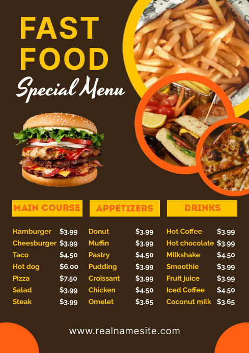 Burger Menu A4 Template | PosterMyWall