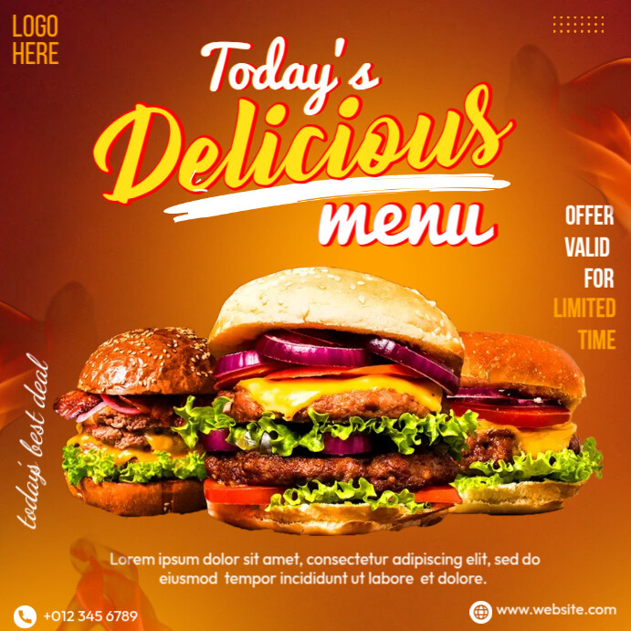 Burger Menu Ads Instagram Post template