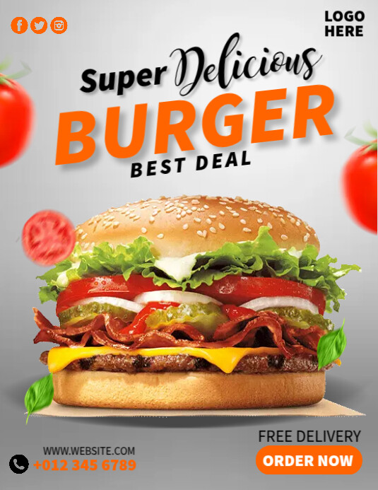 Burger Menu Ads Рекламная листовка (US Letter) template