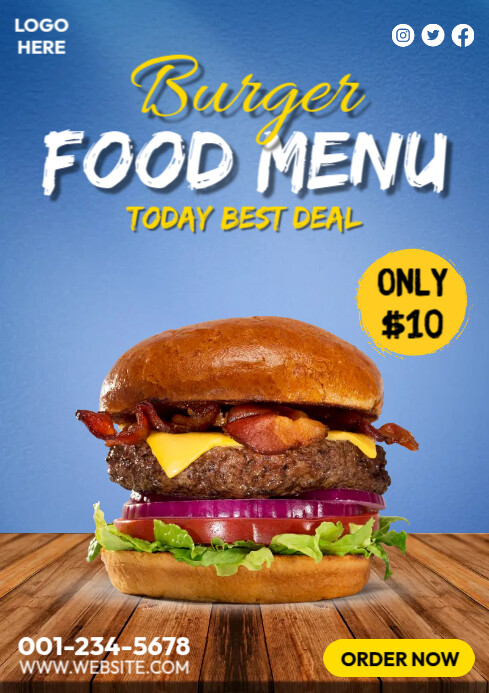 Burger Menu Template PosterMyWall