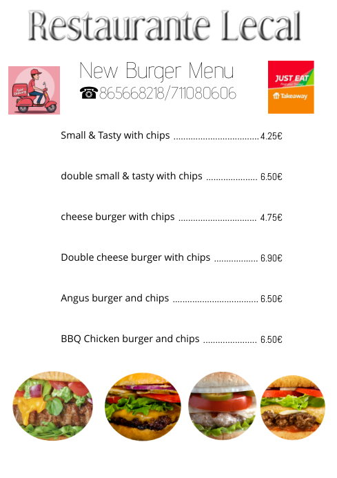 burger menu A4 template