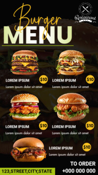 Nero Burger Menu Digitalt display Template
