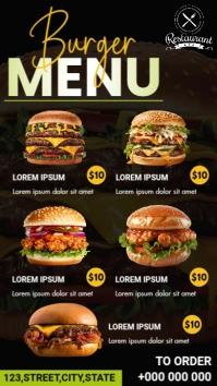 Burger Menu Flyer Digital Display (9:16) template