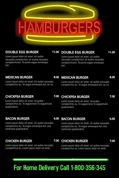 Burger Menu Template Poster