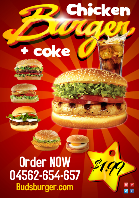 Burger Menu Poster A4 template