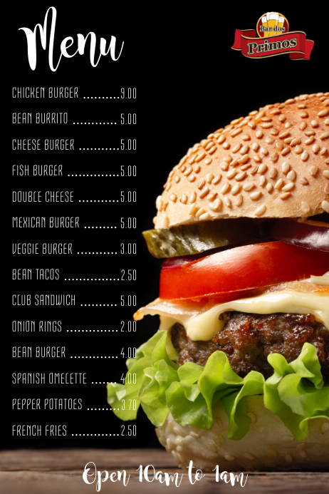 Burger Shot Menu