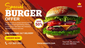 Burger Offer Banner Ad Цифровой дисплей (16 : 9) template