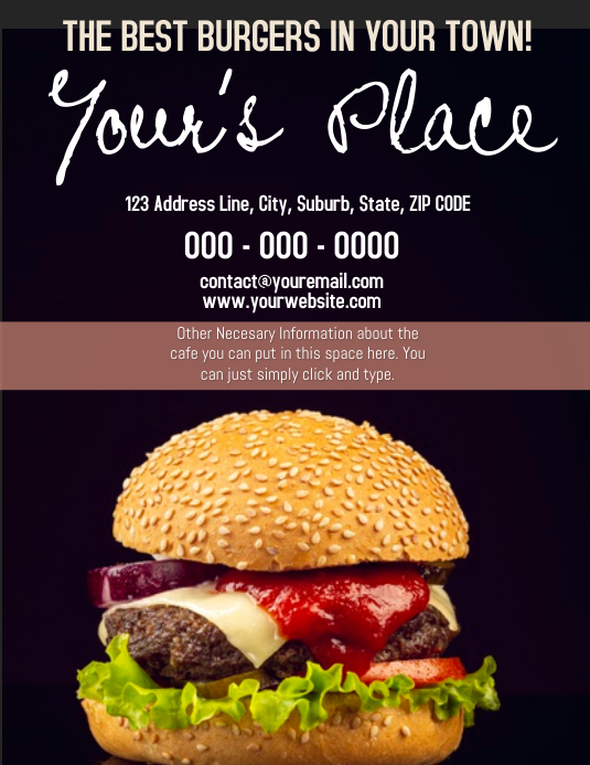 Copy Of Burger Place Cafe Cafeteria Template Postermywall