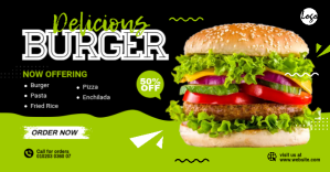 Noir Burger Promotion Facebook Shared Image Template