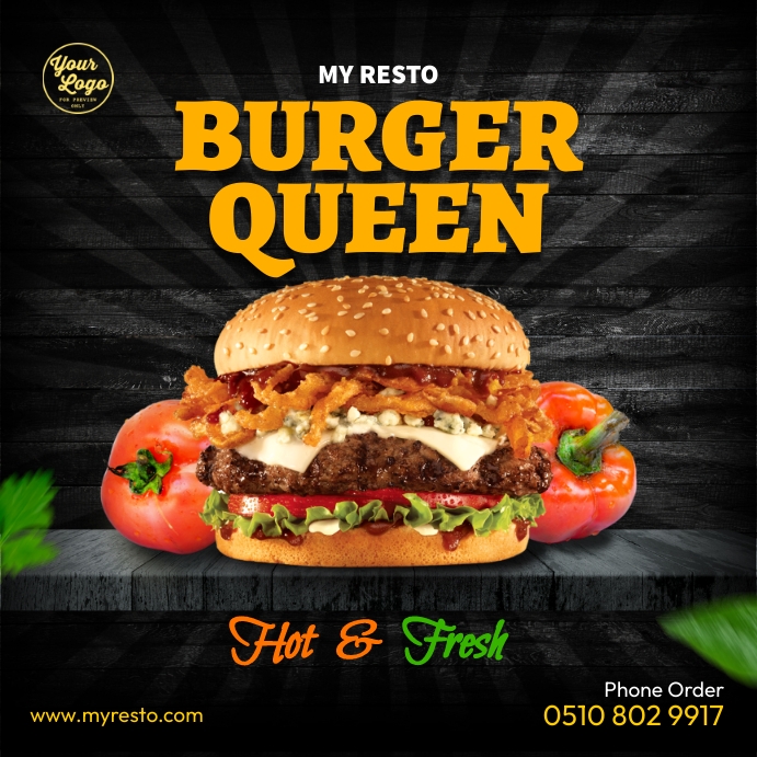 Burger Queen Discount Card Instagram Post Wpis na Instagrama template