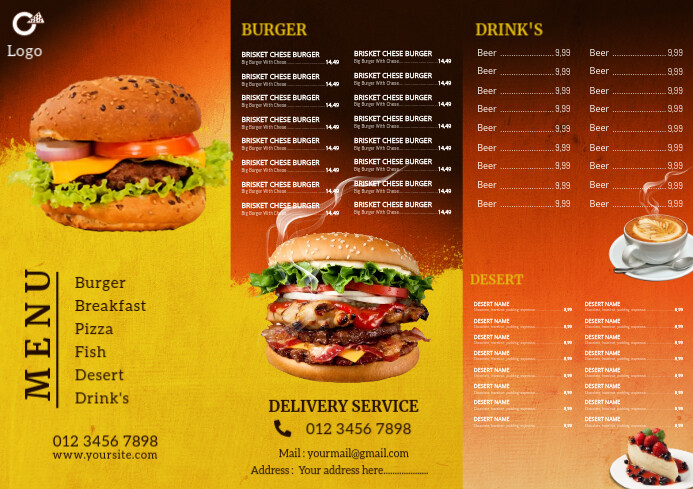 Burger Restaurant Menu Template Postermywall