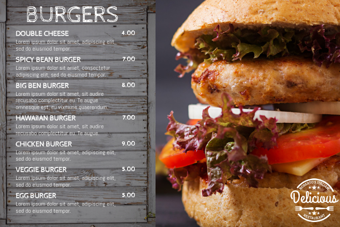 Burger Restaurant Menu Template โปสเตอร์