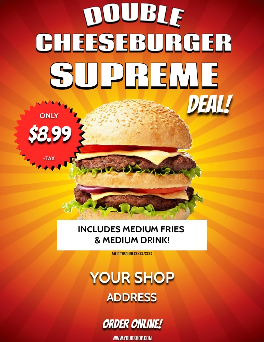 BURGER SALE FLYER Folder (US Letter) template