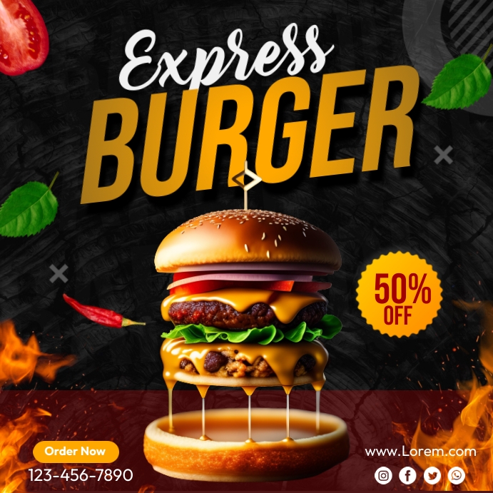 Burger Special Menu Publicación de Instagram template