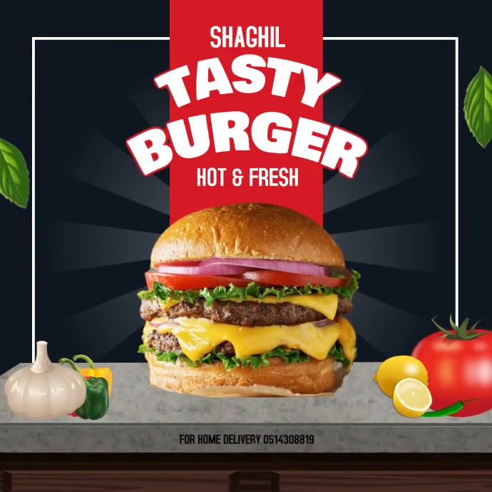 Burger Video Add Template | PosterMyWall