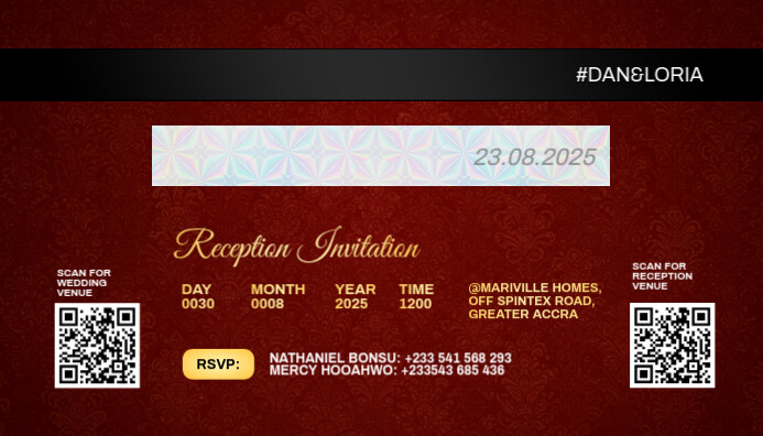 Burgundy ATM Wedding Invitation Card นามบัตร template