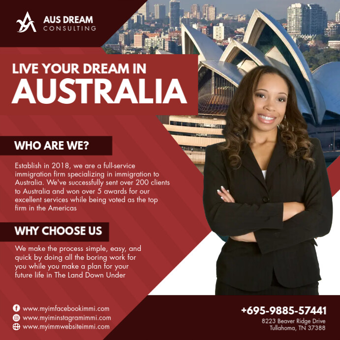 Burgundy Immigration Consultants Instagram Poster Template | PosterMyWall
