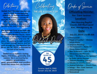 Burial Life Glory Trifold 3 pages Stairway Funeral Program  Heavenly Memorial Program  Blue Celebrat Flyer (US Letter) template