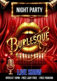 Burlesque  invitation flyer A4 template