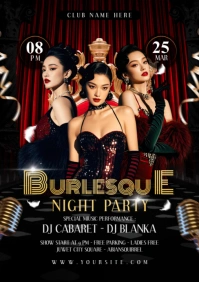 Burlesque Night Party Flyer Template A5