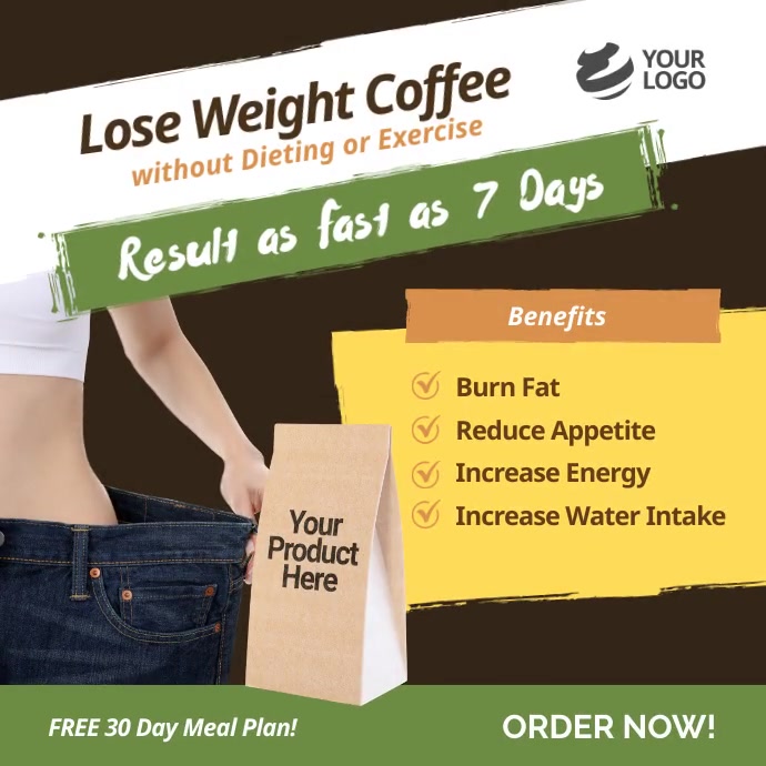 Green Weight Loss Coffee Fitness Video Instagram Post template