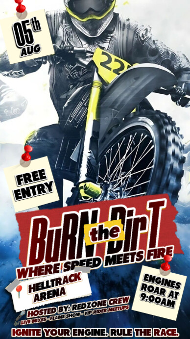Burn the Dirt: Speed. Fire. Glory Instagram-verhaal template
