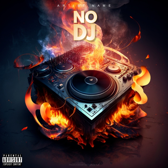 Burning DJ Equipment Album Cover Design Template PosterMyWall burning-dj-equipment-album-cover-design-template-postermywall