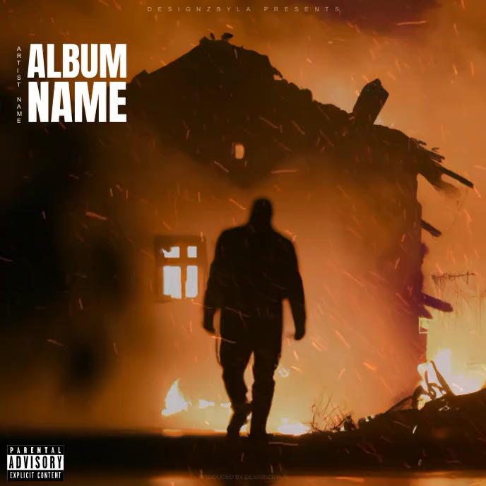 BurningHouse Album Cover Design mixtape art template
