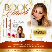 Burnt Orange Gold Marble Book Launch Template Publicação no Instagram