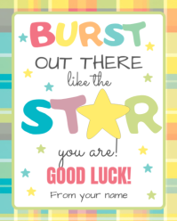 Burst Out There Good Luck Tag, student motivation tag Instagram Portrait template