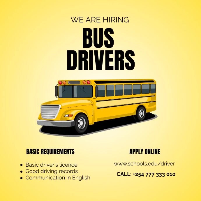 Bus Driver Advert Example Bus driver 1 Template | PosterMyWall