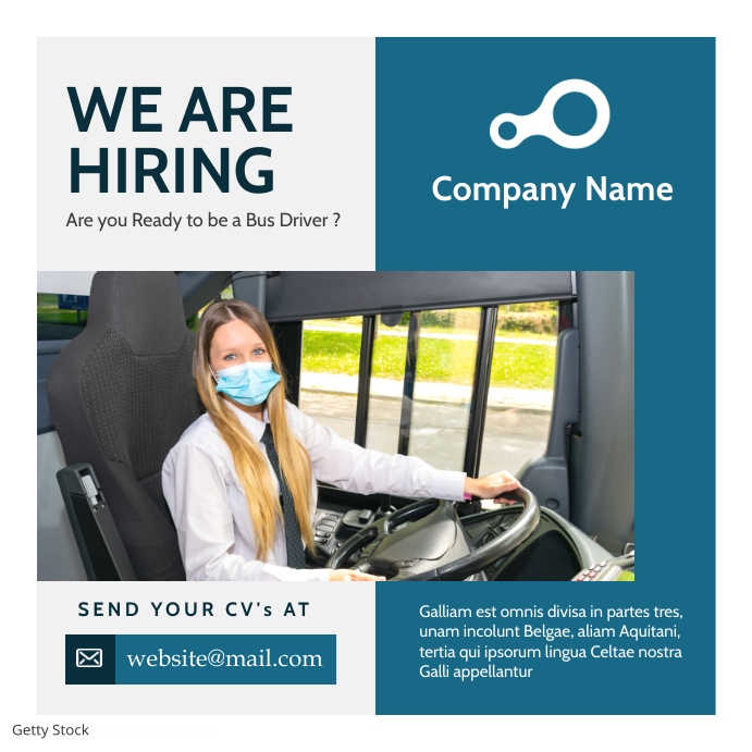 Bus Driver Advert Example Plantilla de Conductor de Autobús Contratación Anuncio Instagram Pos ...